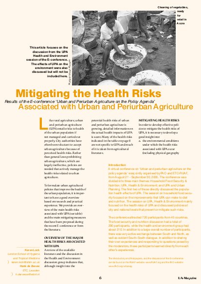 Mitigating The Health Risks Associated With Urban And Periurban Agriculture Urban Response Portal